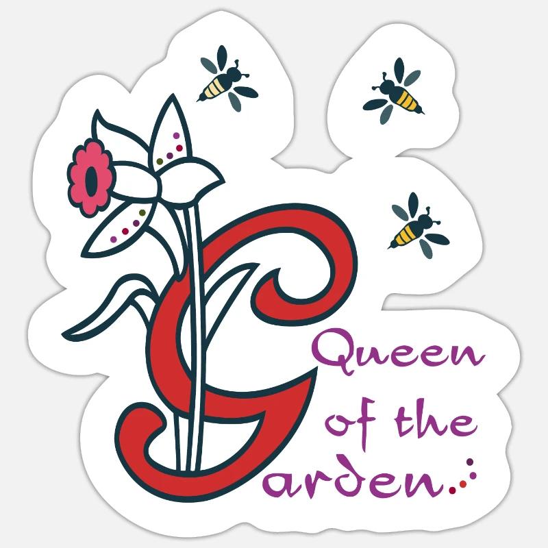 Garten, Initiale,Bienen Sticker Größe S (10 x 10 cm)