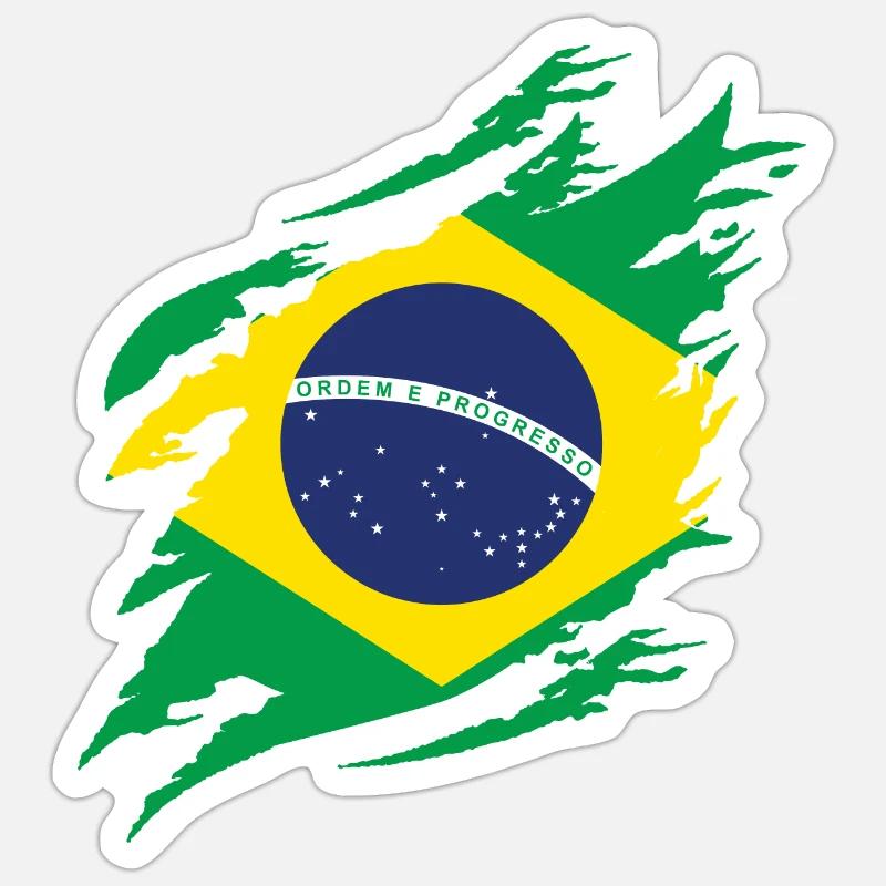 Brésil Drapeau Brésilien Drapeau Amérique du Sud - Sticker taille S (10 x 10 cm) - blanc mat