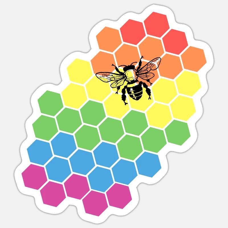 Regenbogen Imker Geschenk Sticker Größe S (10 x 10 cm)