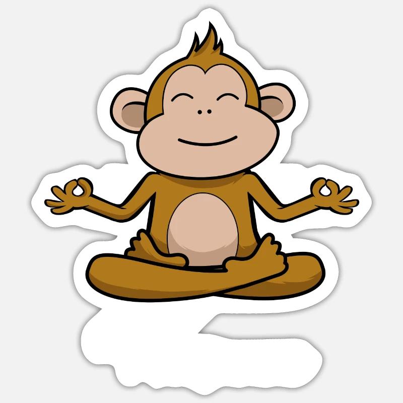Auszeit Durchatmen Wusaaa Affe Sticker Größe S (10 x 10 cm)