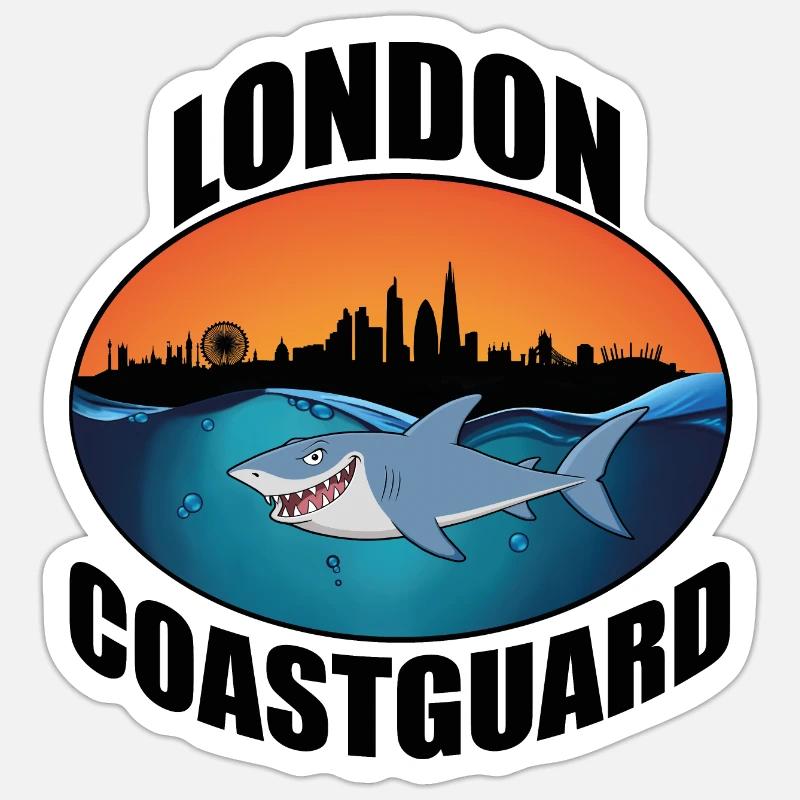 Conception de requins des garde-côtes de Londres Sticker taille S (10 x 10 cm)