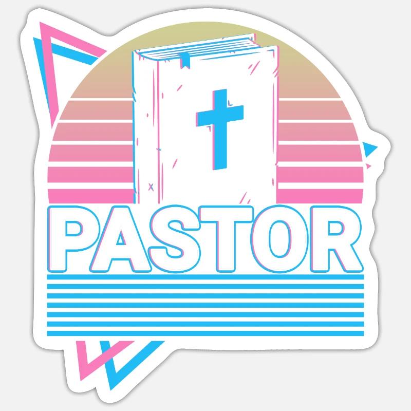Pasteur Église Chrétienne Prédicateur Rétro Cadeau Sticker taille S (10 x 10 cm)