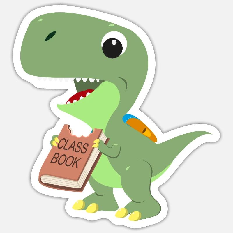 Dinosaur Eats Class Book pour les élèves enseignants Sticker taille S (10 x 10 cm)