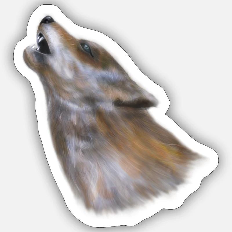 Wolf howl - Sticker Größe S (10 x 10 cm) - Mattweiß