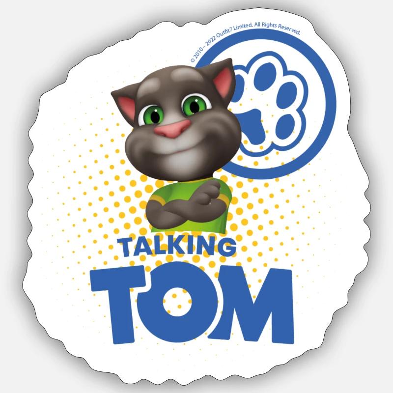 Talking Tom Patte Logo Officielle - Sticker taille S (10 x 10 cm) - blanc mat