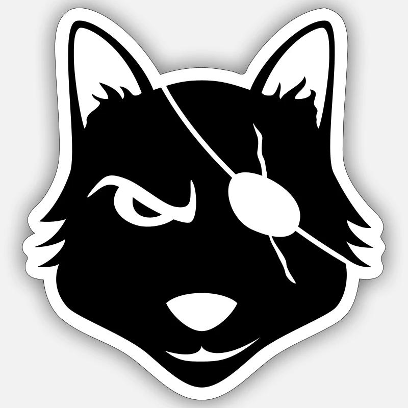 Renard noir - Sticker taille S (10 x 10 cm) - blanc mat