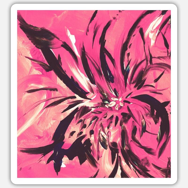 Fleur rose - Sticker taille S (10 x 10 cm) - blanc mat