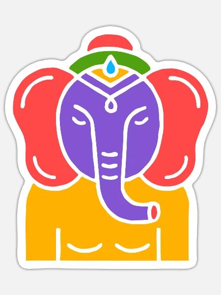 Symbol eines indischen Elefanten, Kultur Indiens - Sticker Größe S (10 x 10 cm) - Mattweiß