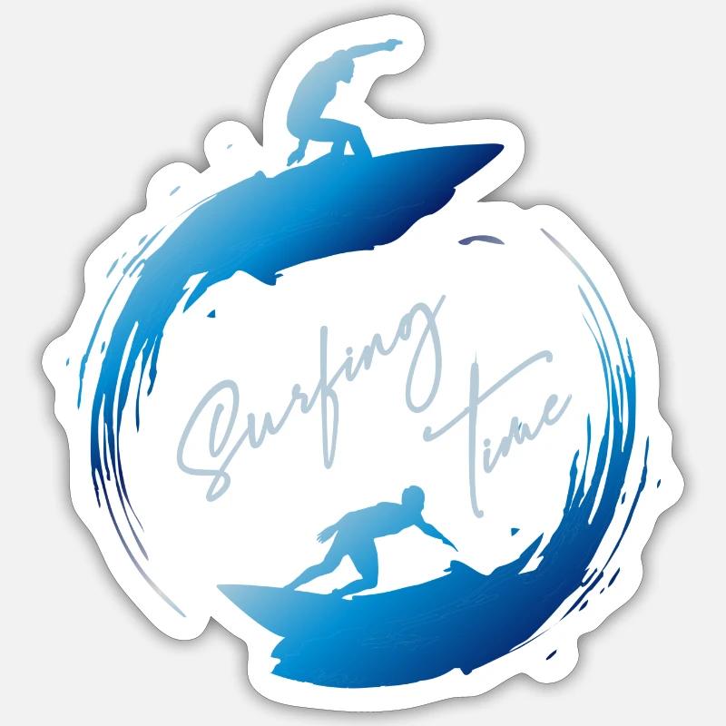 Surf, temps de surf - Sticker taille S (10 x 10 cm) - blanc mat