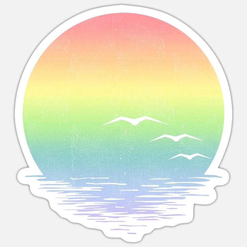 Coucher de soleil - Sticker taille S (10 x 10 cm) - blanc mat