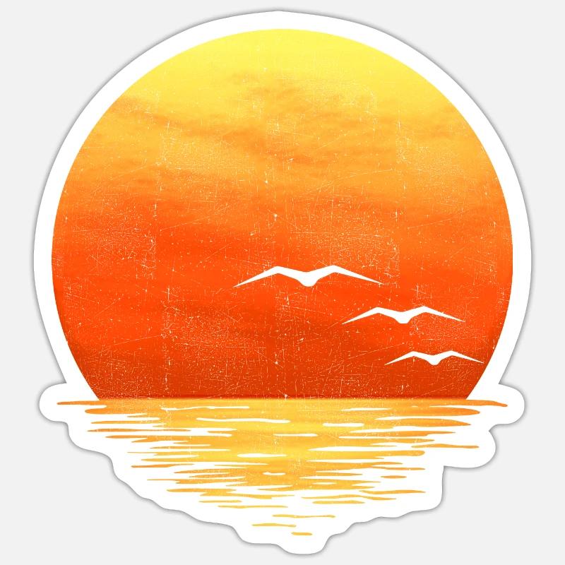 Coucher de soleil - Sticker taille S (10 x 10 cm) - blanc mat
