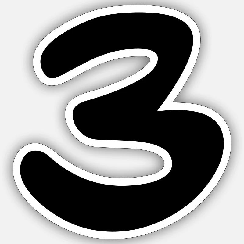 Three - Sticker size S (10 x 10 cm) - white matte