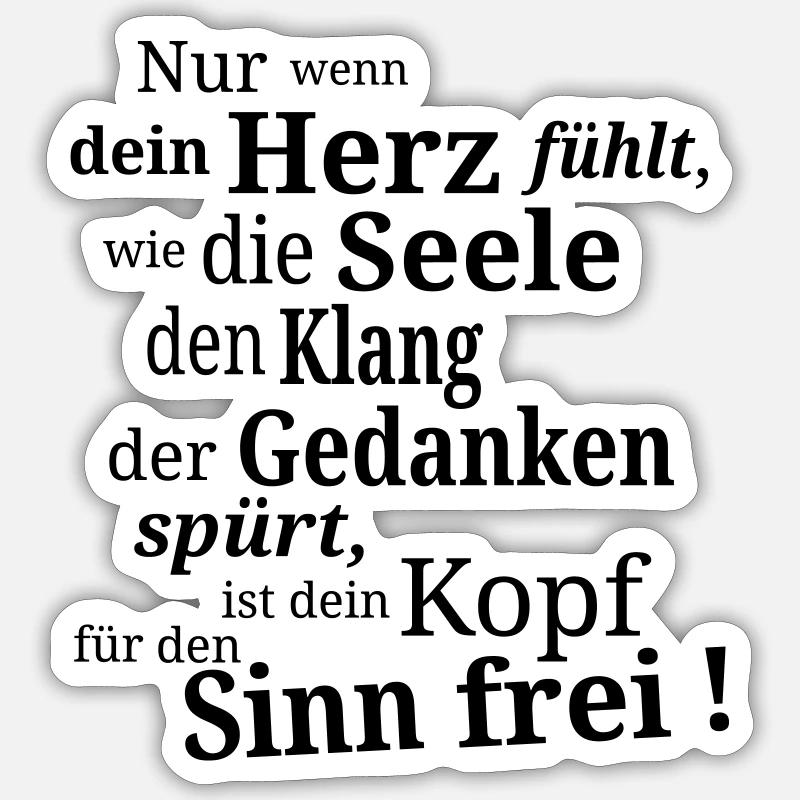 Herz spürt Seele im Kopf Sticker Größe S (10 x 10 cm)