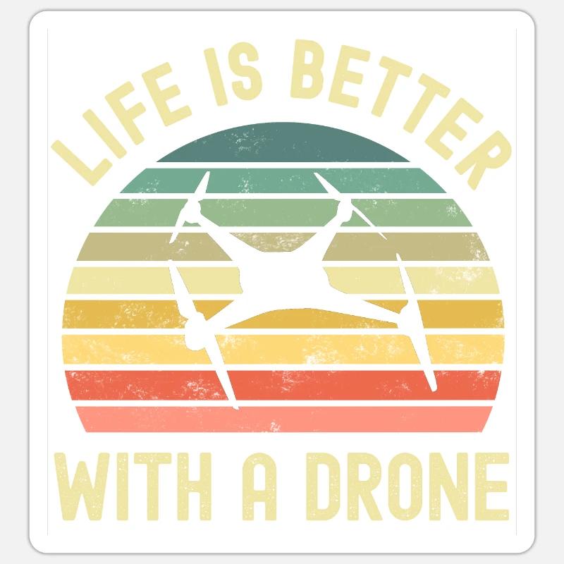 Drone - Sticker Größe S (10 x 10 cm) - Mattweiß
