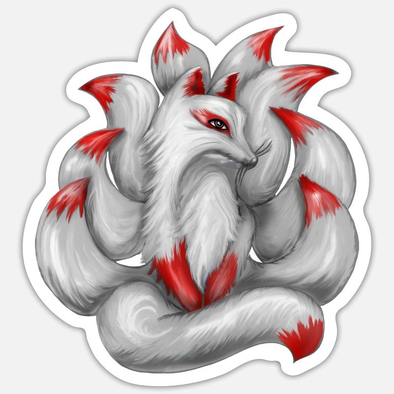 Nine-tailed fox Japanese fox - Sticker size S (10 x 10 cm) - white matte
