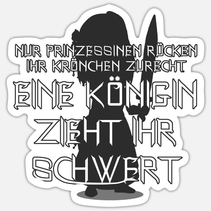 Königin Schwert Wikinger Braut - Sticker Größe S (10 x 10 cm) - Mattweiß