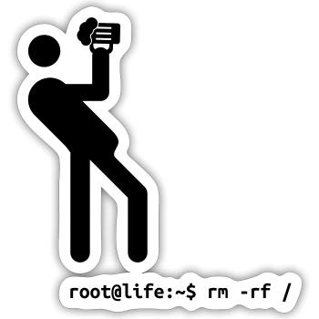 root Befehl rm -rf / - Sticker Größe S (10 x 10 cm) - Mattweiß - Vorne