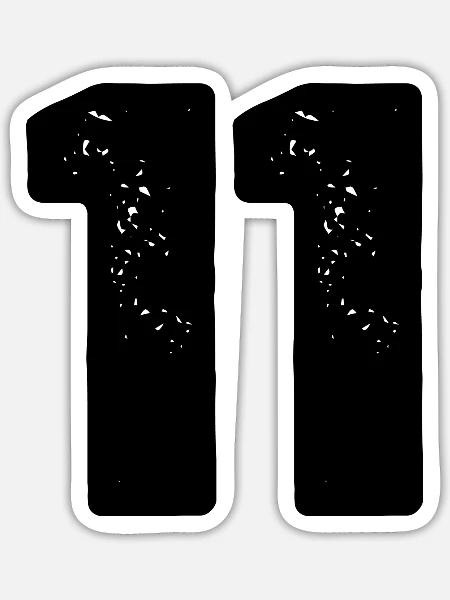 11 Zahl Trikot - Sticker Größe S (10 x 10 cm) - Mattweiß