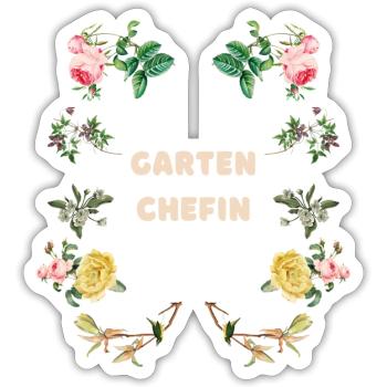 Garten Chefin Blumen Design - Sticker Größe S (10 x 10 cm) - Mattweiß - Vorne