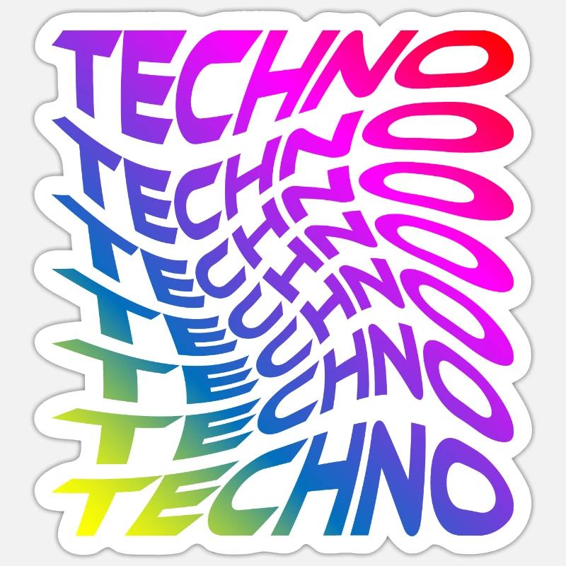 Trippy Techno Regenbogen - Sticker Größe S (10 x 10 cm) - Mattweiß