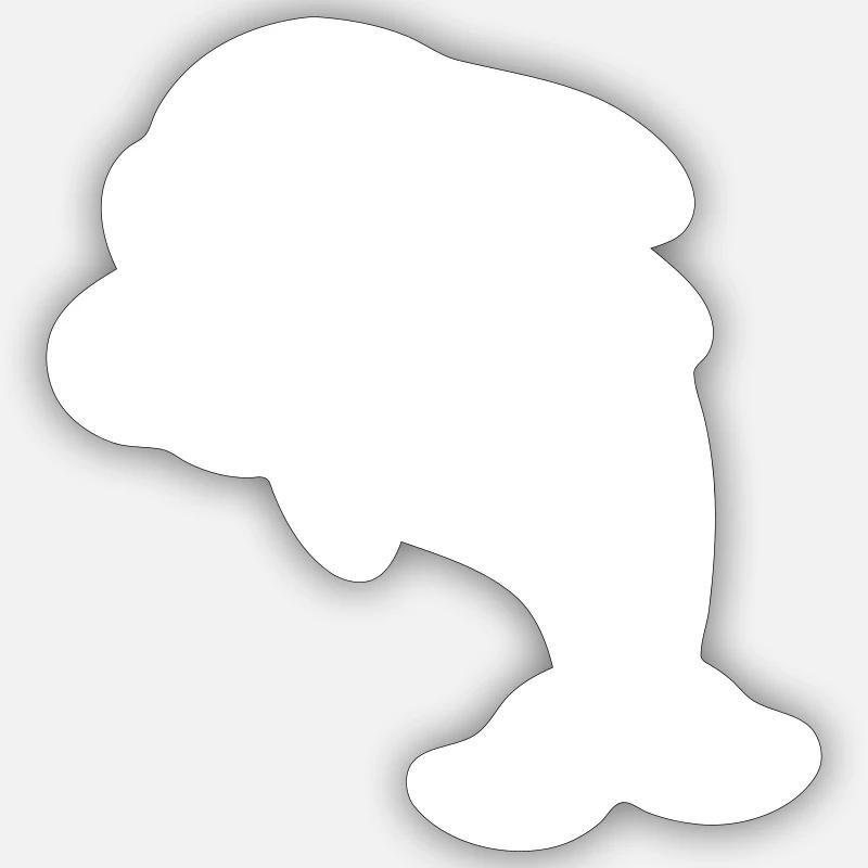 Delfin Comic Tier - Sticker Größe S (10 x 10 cm) - Mattweiß