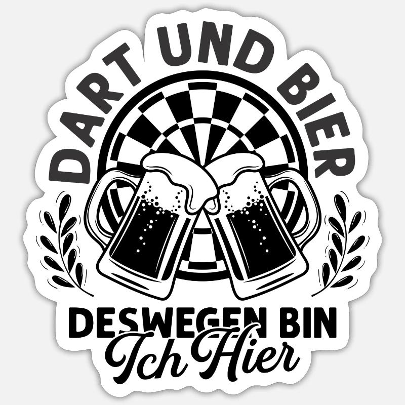 Dart & Bier - Sticker Größe S (10 x 10 cm) - Mattweiß