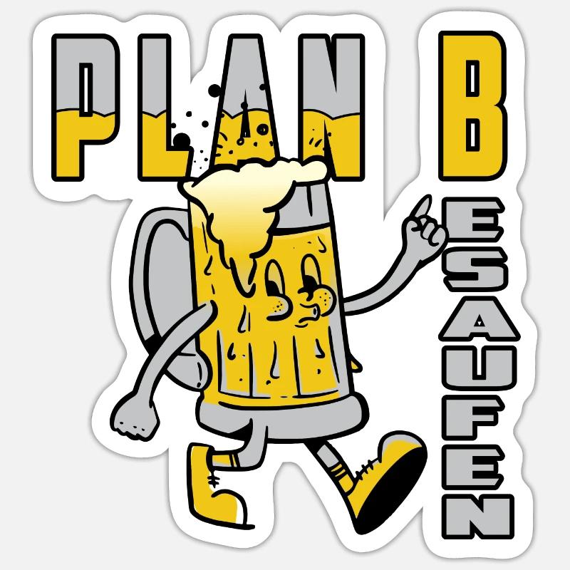 Plan B Besaufen - Sticker taille S (10 x 10 cm) - blanc mat