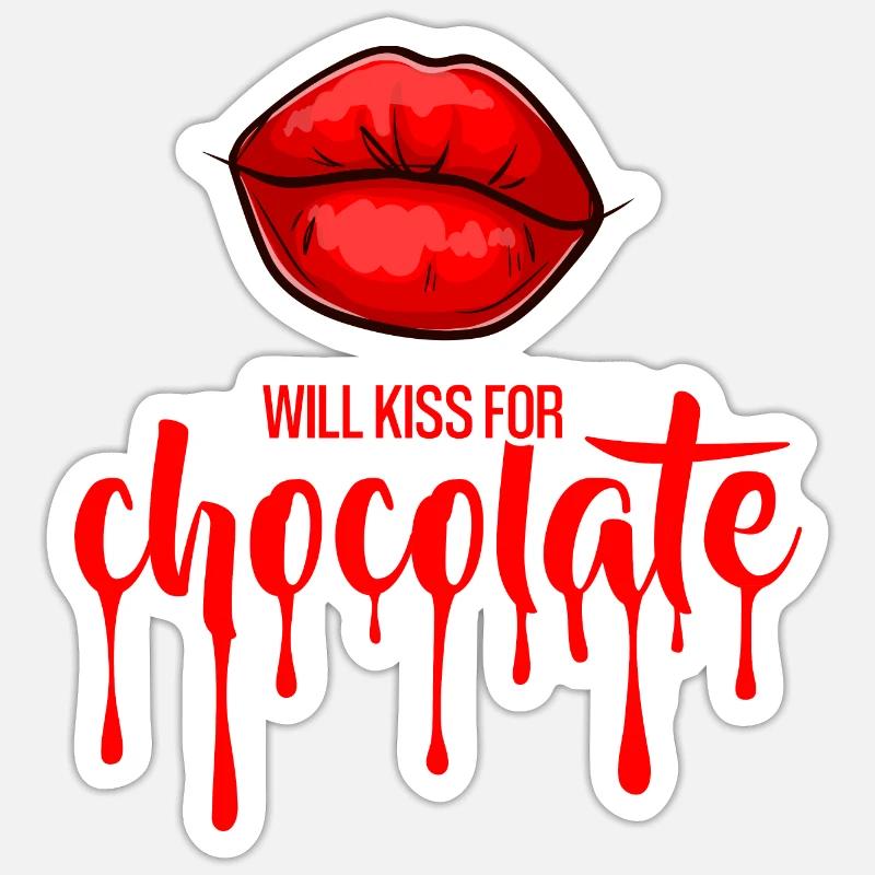 Embrassera pour du chocolat (noir) - Sticker taille S (10 x 10 cm) - blanc mat
