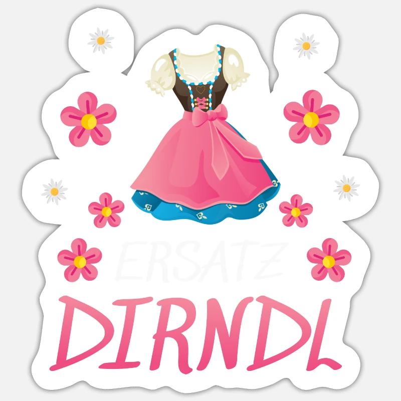 Dirndl Ersatz - Sticker Größe S (10 x 10 cm) - Mattweiß