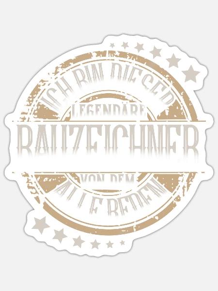 Bauzeichner - Sticker Größe S (10 x 10 cm) - Mattweiß