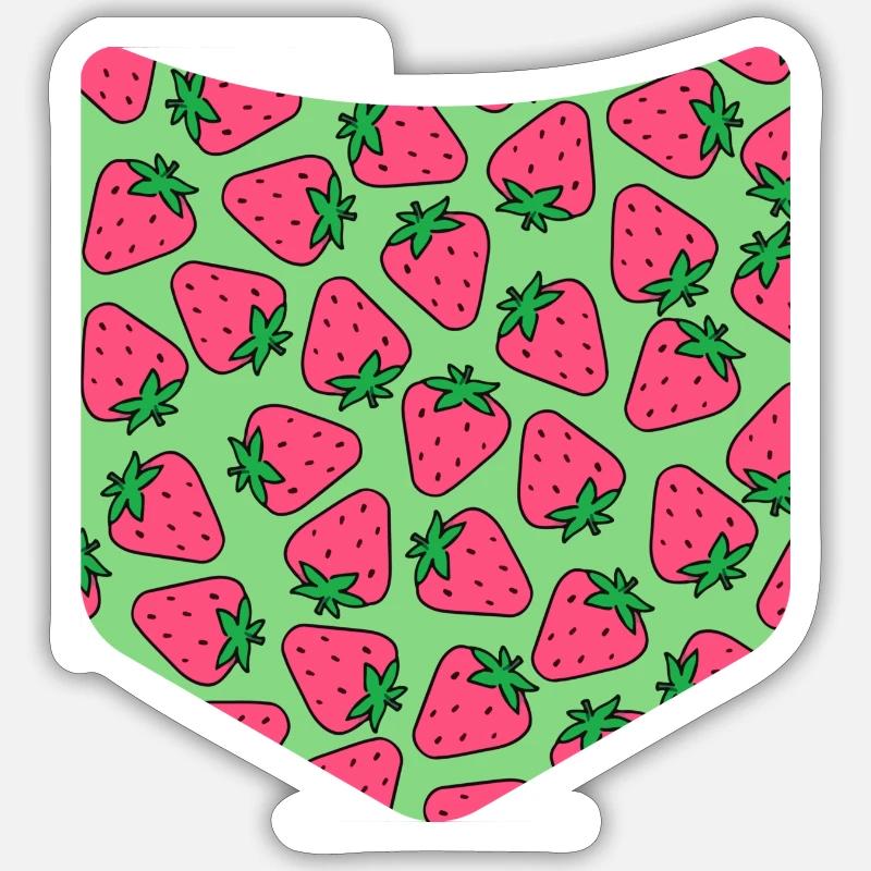 Erdbeeren Muster Sommer Obst Brusttasche Erdbeere - Sticker Größe S (10 x 10 cm) - Mattweiß