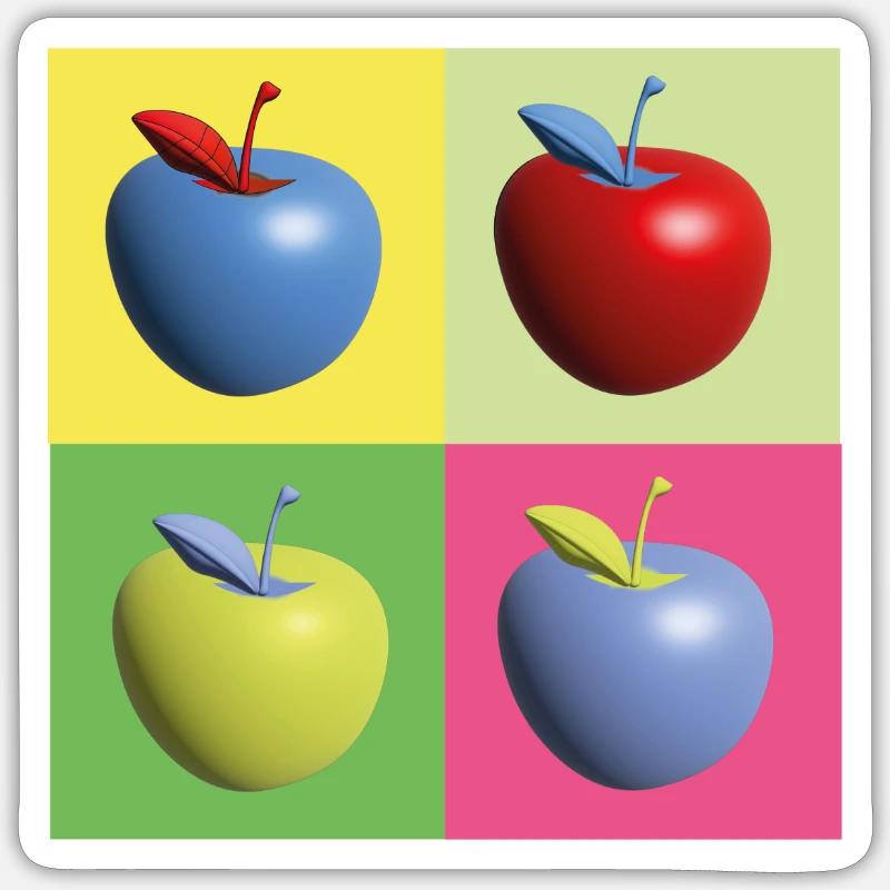 Pommes Warhol - Sticker taille S (10 x 10 cm) - blanc mat