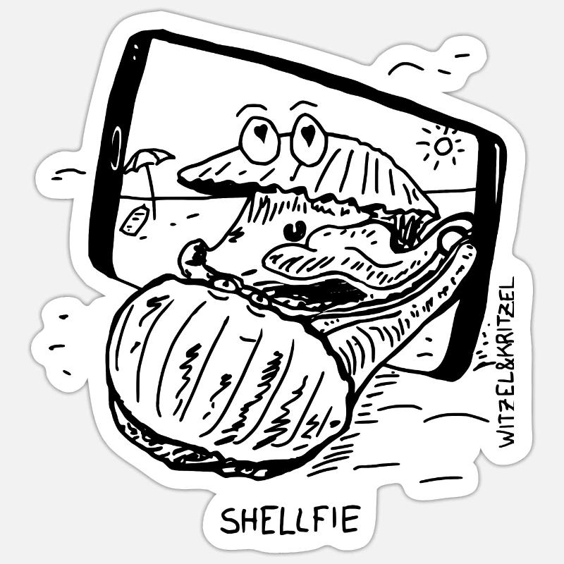 shellfie - Sticker Größe S (10 x 10 cm) - Mattweiß