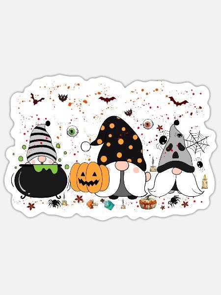 Es ist die Jahreszeit, Halloween-Zwerge, Thanksgiving-Gif - Sticker Größe S (10 x 10 cm) - Mattweiß