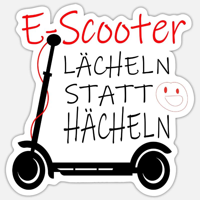E Scooter Elektro Roller, Scooter - Sticker Größe S (10 x 10 cm) - Mattweiß