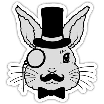 Cylindre monocle Sir Rabbit - Sticker taille S (10 x 10 cm) - blanc mat - Devant