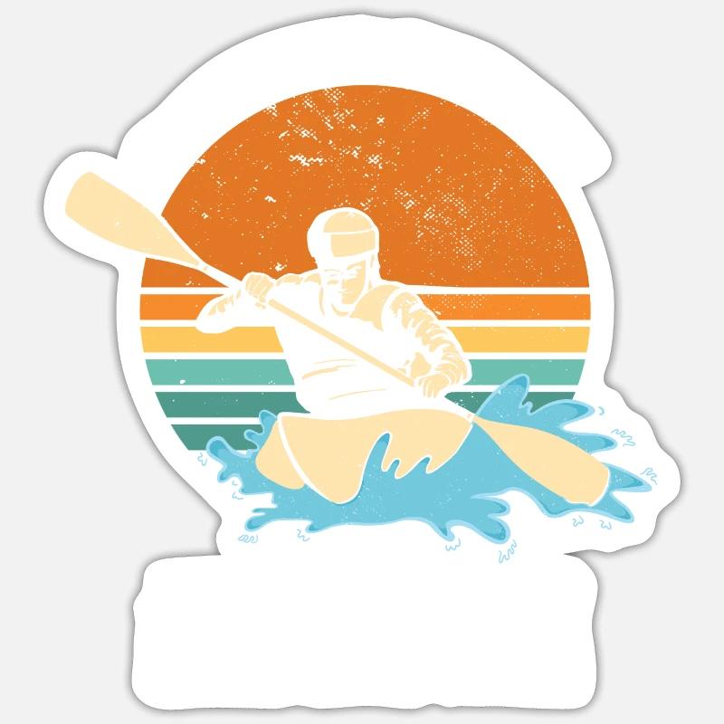 Garçon de kayak en eau vive comme un garçon normal - Sticker taille S (10 x 10 cm) - blanc mat