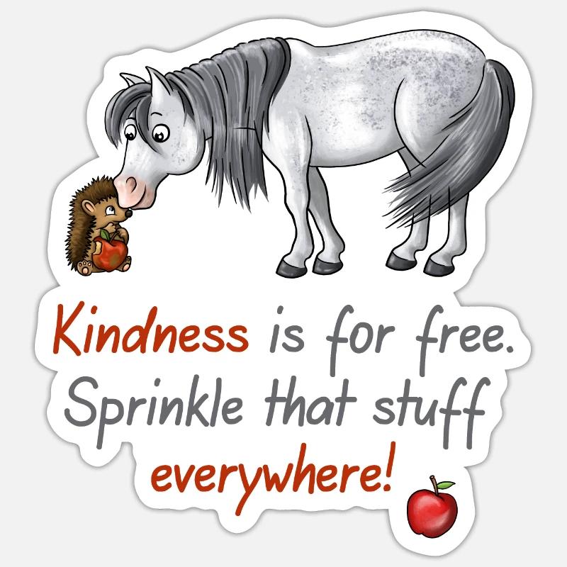 Pony und Igel Freundschaft Apfel Geschenk - Sticker Größe S (10 x 10 cm) - Mattweiß