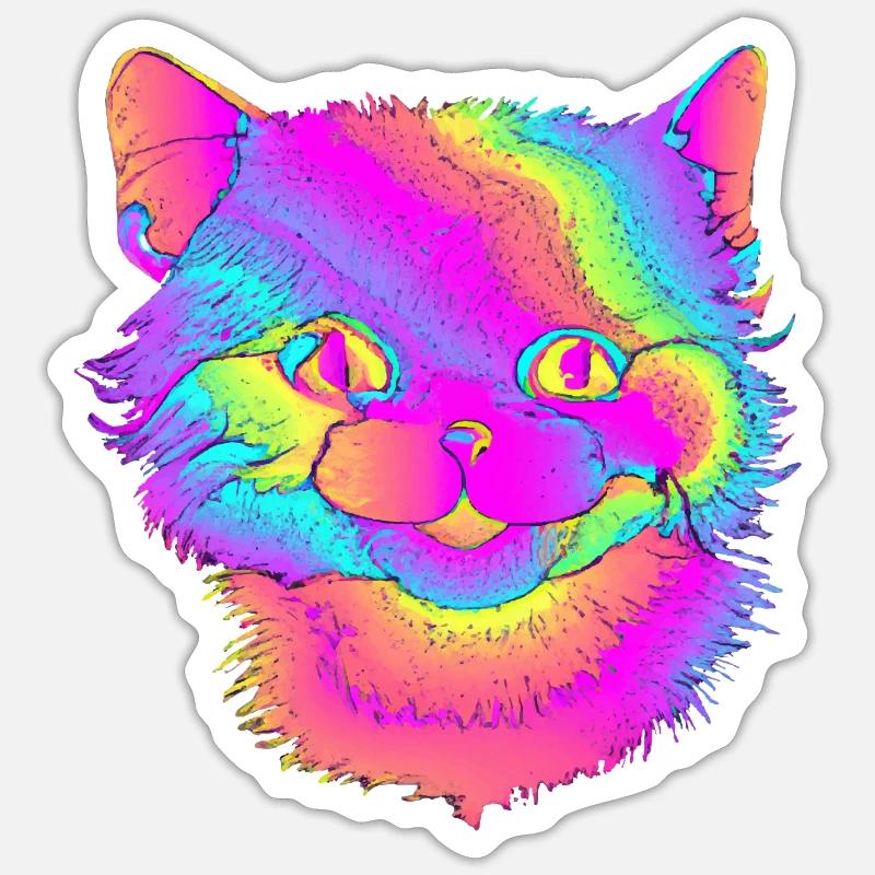 Chat psycho Sticker taille S (10 x 10 cm)