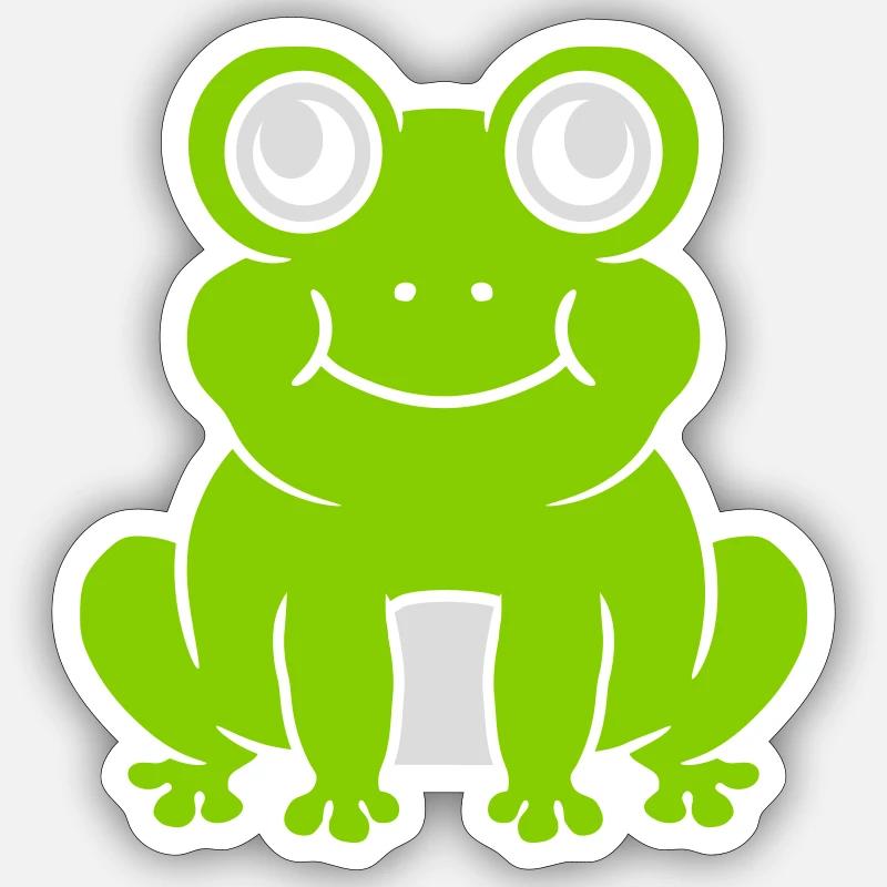 Comic süßer Frosch sitzend Sticker Größe S (10 x 10 cm)