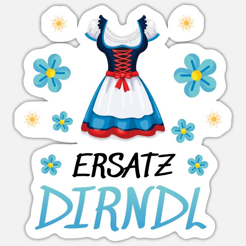 Dirndl Ersatz - Sticker Größe S (10 x 10 cm) - Mattweiß