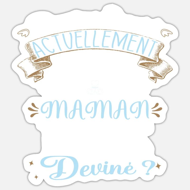 Devine quoi ! Je me cache dans le ventre de Maman - Sticker taille S (10 x 10 cm) - blanc mat