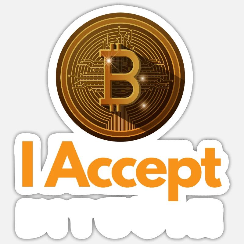 J’accepte Bitcoin - Sticker taille S (10 x 10 cm) - blanc mat