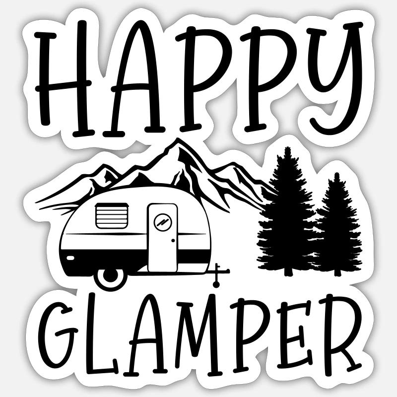 1 happy glamper - Sticker size S (10 x 10 cm) - white matte