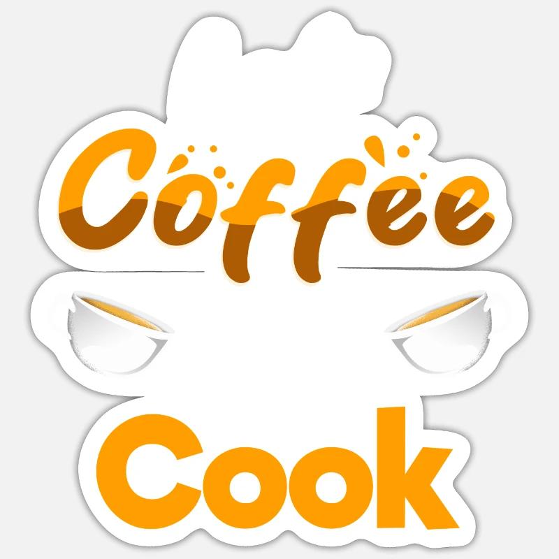 Half Coffee Half Cook Funny Chef Humor Culinary Sticker size S (10 x 10 cm)
