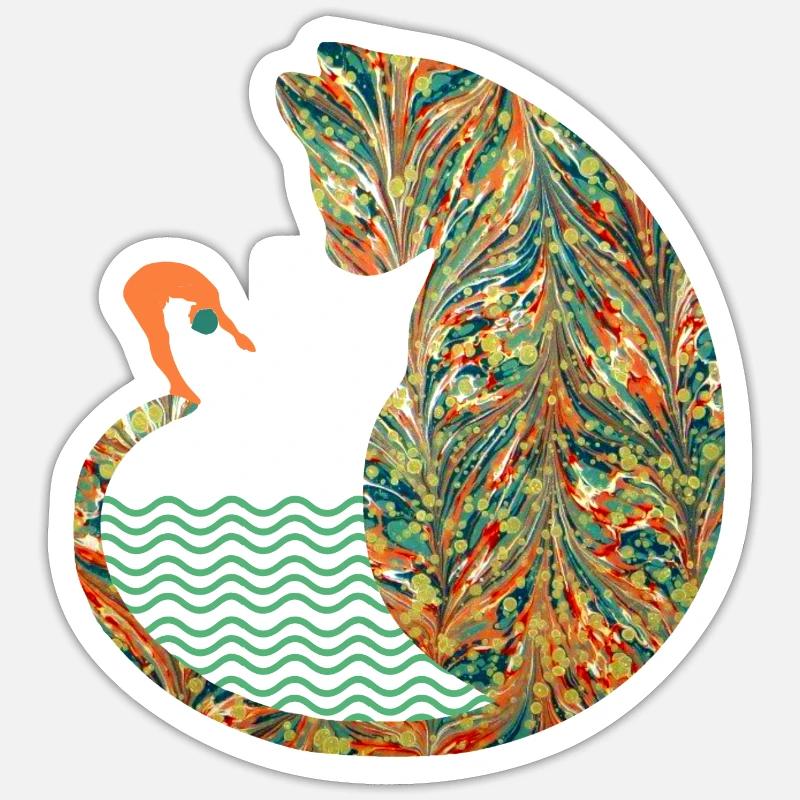 katze mit schwimmer e 20 Sticker Größe S (10 x 10 cm)