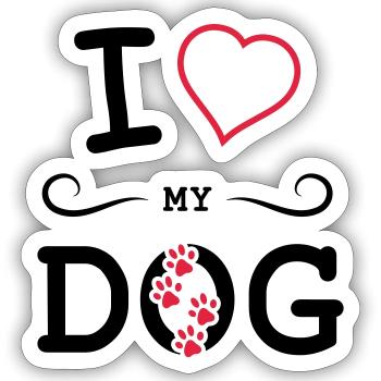 I love my dog - Sticker size S (10 x 10 cm) - white matte - Front