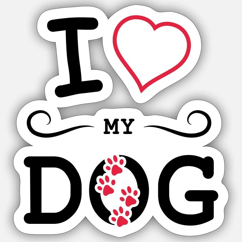 J’aime mon chien - Sticker taille S (10 x 10 cm) - blanc mat