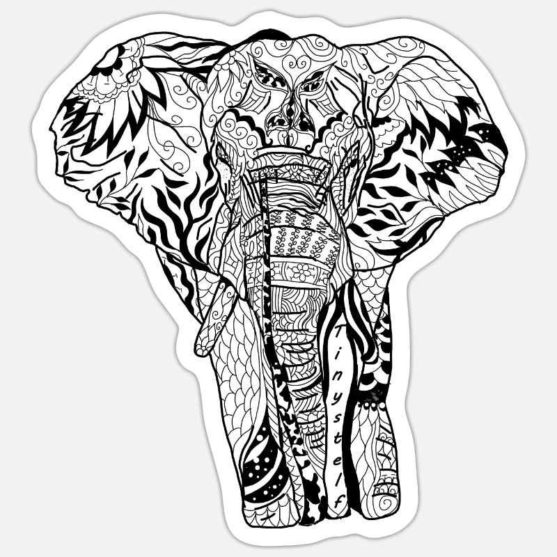 ELEPHANT - Sticker taille S (10 x 10 cm) - blanc mat