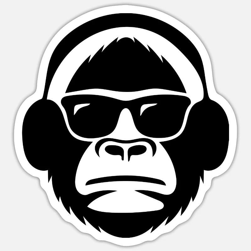 DJ Monkey Sticker size S (10 x 10 cm)